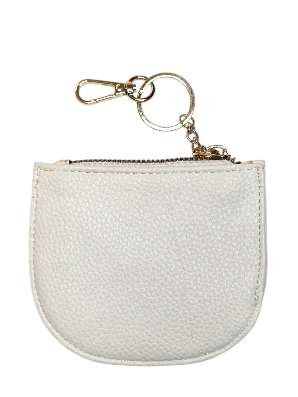 Nanette Lepore Coin Purse Mini Wallet Bag Charm Faux White Leather Gold Keychain